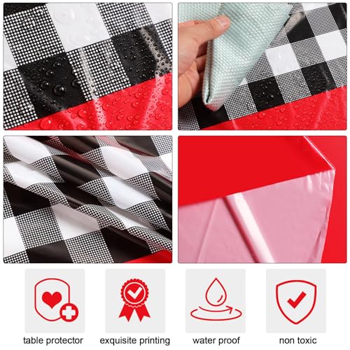 Oudain Red Gingham Checkered Table Runner 3 Pieces for Parties & Events
