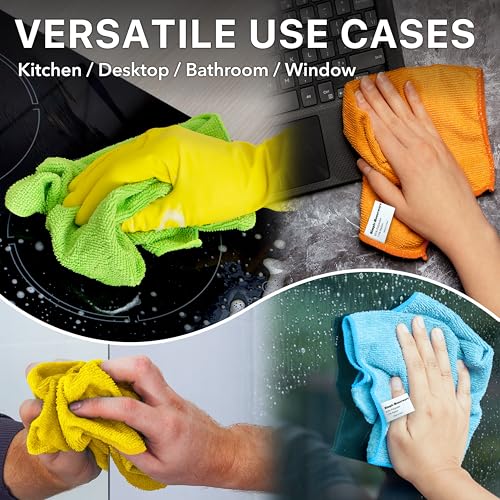 12x16 Microfiber Cleaning Cloths 150 Pack - Multi-Color, Scratch-Free & Absorbent