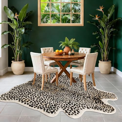 Leopard Print Rug - 6.8x5.2 Ft Faux Cheetah Animal Carpet for Home Decor