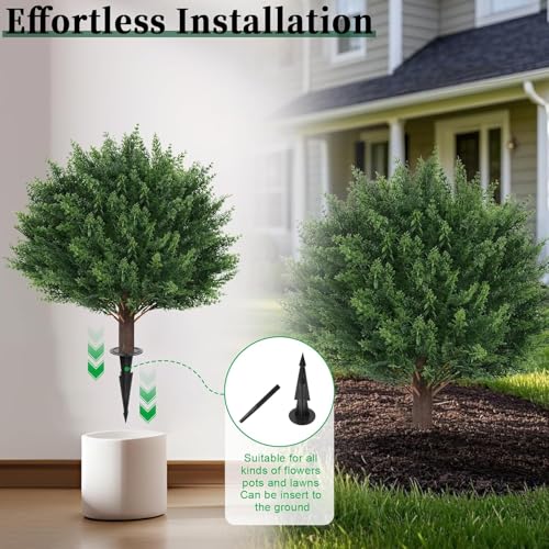 Artificial Cedar Topiary Ball Trees Outdoor UV Resistant 4 Pack - EverNature
