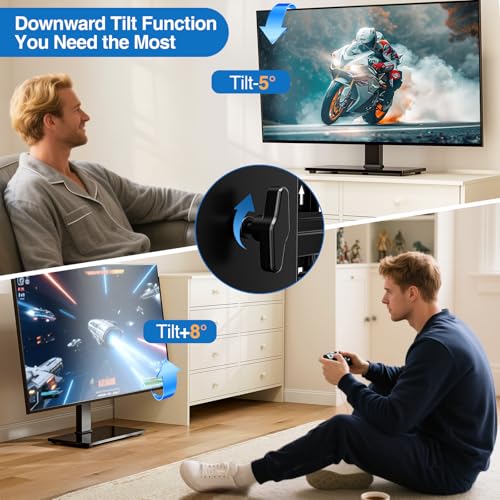 32-75 Inch Universal Swivel & Tilt TV Stand Base for Heavy TVs - HOLMAXD