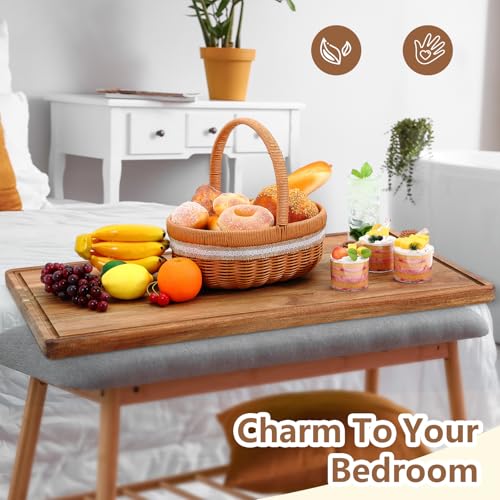 Teenyyou Natural 32.3" x 18.1" Large Acacia Wood Cutting Board with Juice Groove - Extra Large Serving and Carving Tray