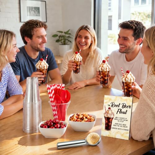 Disposable Root Beer Float Cups Set with Straws and Spoons - 154 Pieces