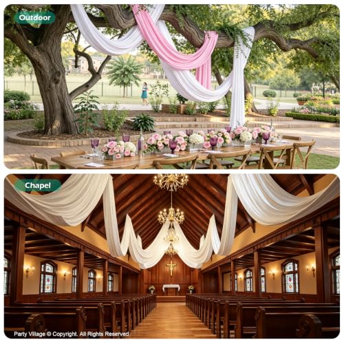 White Ceiling Drapes for Weddings & Parties - 4 Panels 60"W x 240"L - Variation of THIS listing