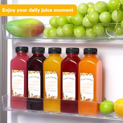 Moretoes 42pcs 16oz Reusable Plastic Juice Bottles with Caps & Accessories - Clear, Leak-Proof, BPA Free