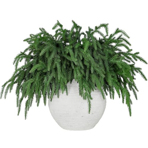24 Pcs Artificial Christmas Pine Branches - Natural Droopy, Lush & Bendable Holiday Decor