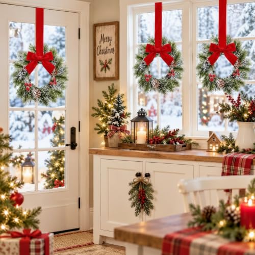 Hotop 16 Pcs 7.87 In Mini Christmas Wreaths for Kitchen Cabinets (8.5 cm inner, 20 cm outer)