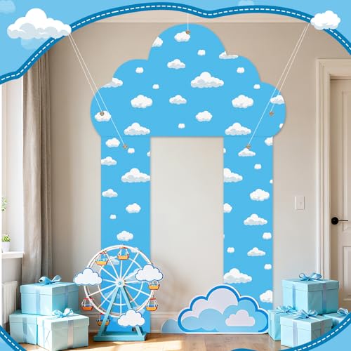 3-Piece Blue Sky White Clouds Door Banner Set for Party & Baby Shower Decor