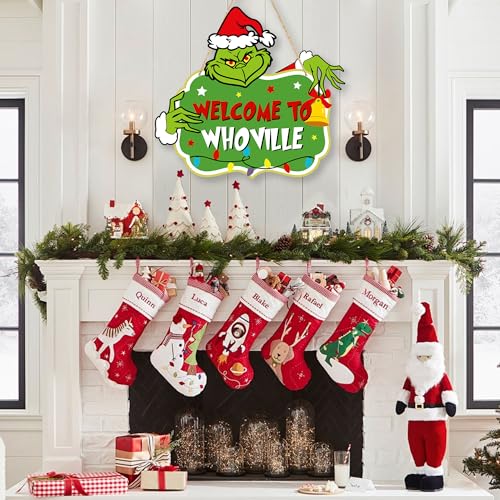 Christmas Decorations Hanging Signs Christmas Door Sign Welcome to Whoville Sign for Holiday Xmas Door Decor