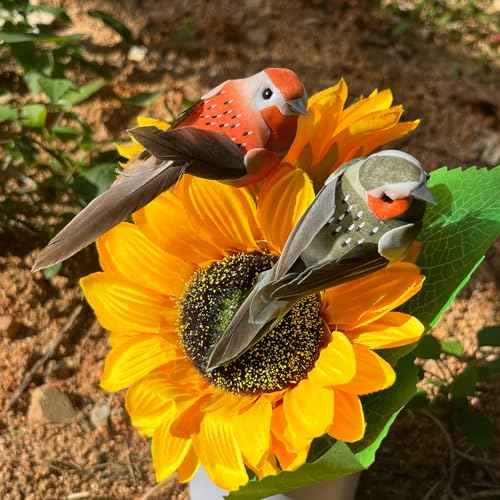 4pcs Artificial Birds Clip on Bird Ornaments with Feathers for Spring Christmas Tree Decoration, Arts & Crafts and Floral Arrangements (Model-4S05)