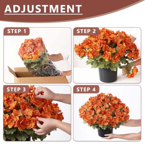 Artificial Fall Azalea Topiary Trees - 2 Pack, Orange, 16.5 Inch Outdoor Decor