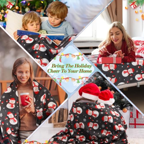 Preboun 12 Pcs Snowman Fleece Throw Blankets 50 x 60 in Set