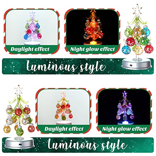Lighted Mini Glass Christmas Tree 2-pack Tabletop Decor — 6.69 Inch