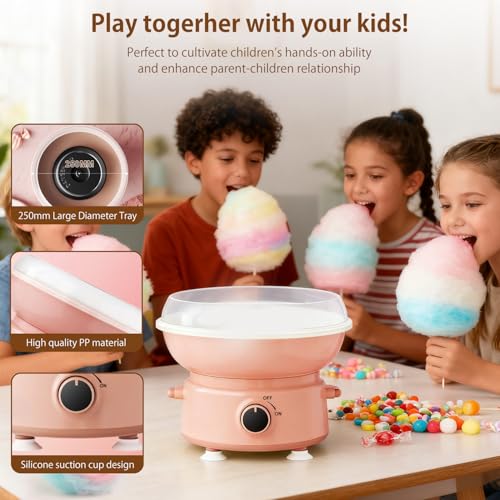 Mini Cotton Candy Machine for Kids & Family with 10 Sticks & Sugar Scoop