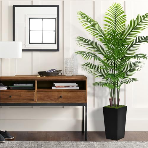 Black 6ft Artificial Palm Tree with Planter - Realistic Faux Indoor Tree