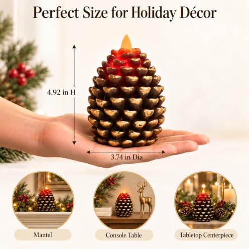 2 Pack Flameless Pinecone Candles with to 8 Hour Timer