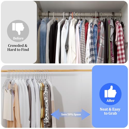 Space Saving Metal Wire Clothes Hangers - Silver, 100 Pack, 17 Inch