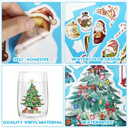 Christmas Gnomes Wall Stickers Decals - 12 Sheets Snowflake Vinyl Winter Gnome Decor