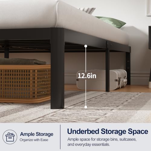 Full Metal Bed Frame with Round Corner Legs, 14 Inch Platform Heavy
