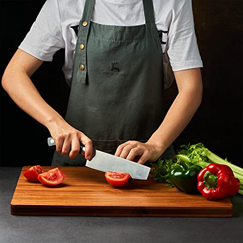 Allsum XL Bamboo Cutting Board 20x15 Inches with Juice Grooves & Handles - Reversible Butcher Block, Cheese Board, Thick 1"