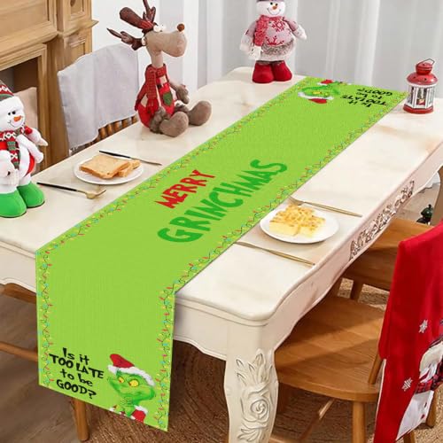 Bloss Green Monster Christmas Table Runner 13" x 120" - Festive Holiday Decor