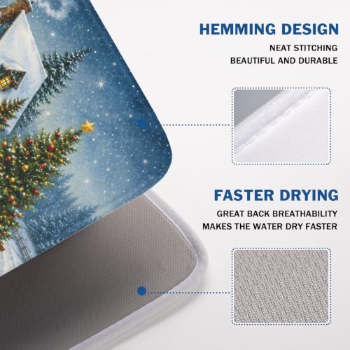 ABSOP Xmas Truck Snowman Dish Drying Mat 18x24 Inch - Microfiber Kitchen Counter Protector