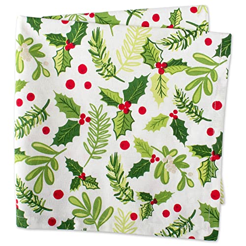 DII 20x20 Holiday Holly Boughs Napkin Set of 6 - Christmas Table Decor