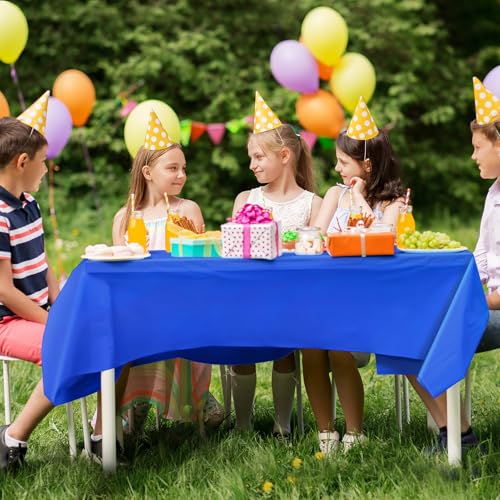 4 Pack Royal Blue 54×108in Disposable Tablecloths - Leakproof & Sturdy PEVA