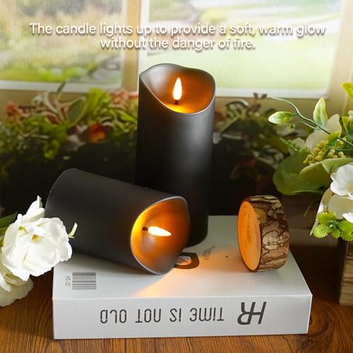 Eebuss Black Flameless Candles with Remote & Timer - Battery Operated LED Set, 9 Pack