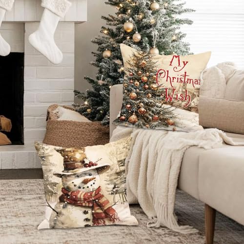 Lanpn 24x24 Christmas Throw Pillow Covers Set of 4 - Festive Holiday Cushion Cases