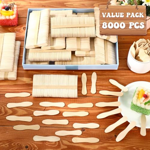 8000 Pcs Mini Wooden Ice Cream Spoons Disposable Tasting Spoons for Desserts