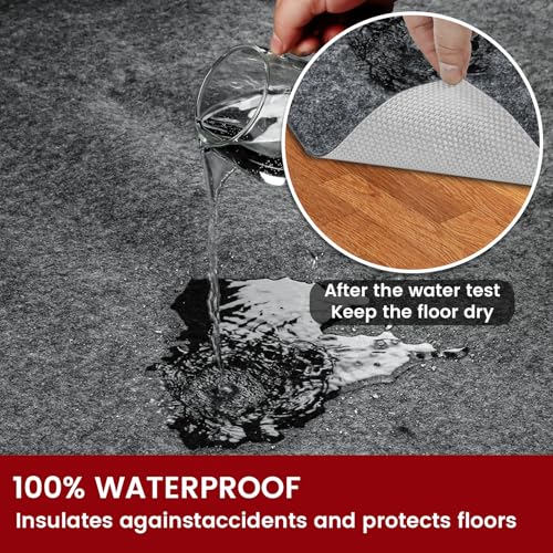 8x10 ft Waterproof Rug Pad - 1/4 Inch Thick Non-Slip Felt Carpet Cushion