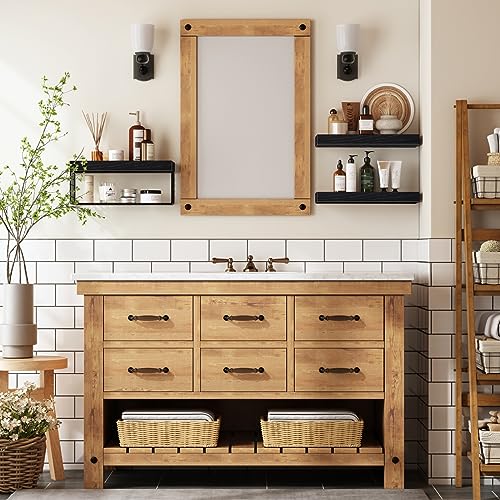 Over Toilet Wall Shelf Set - 3 Black Bathroom Shelves, 15.7 Inches