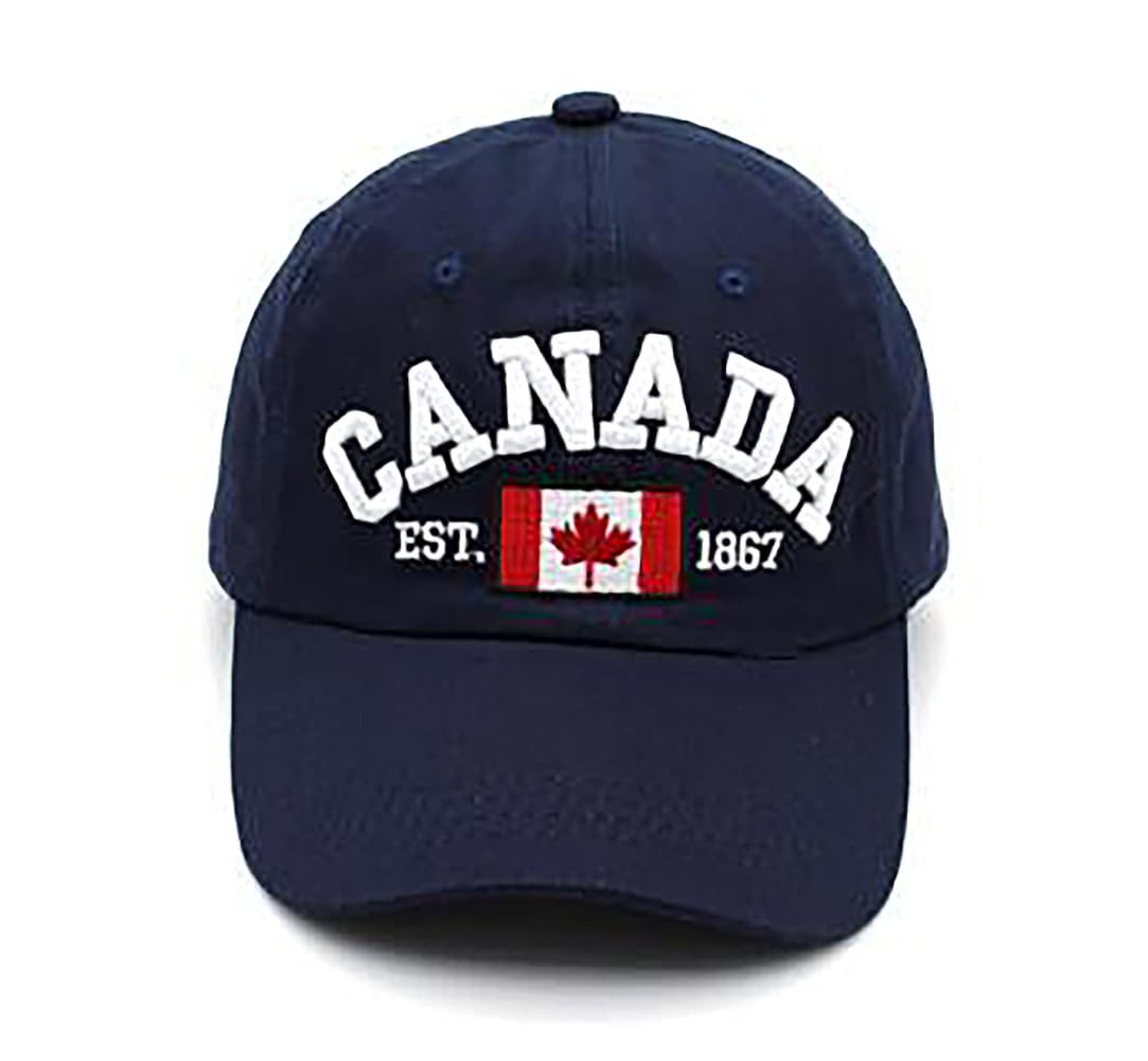 Navy Blue and Red Canada Baseball Cap for Men Women, Canada Day Maple Leaf Flag Dad Hat Golf Cap Sport Outdoor Plain Cap