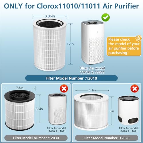 12010 Replacement Air Filter Set for Clorox 11010 & 11011 Air Purifiers - 2 Pack