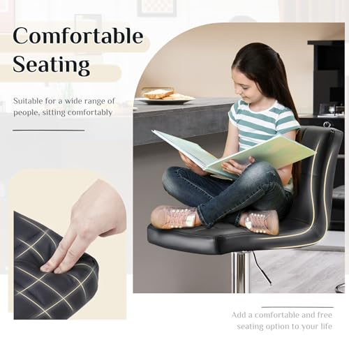 Adjustable Counter Height Bar Stools Set of 2 - Inky Saddle Leather