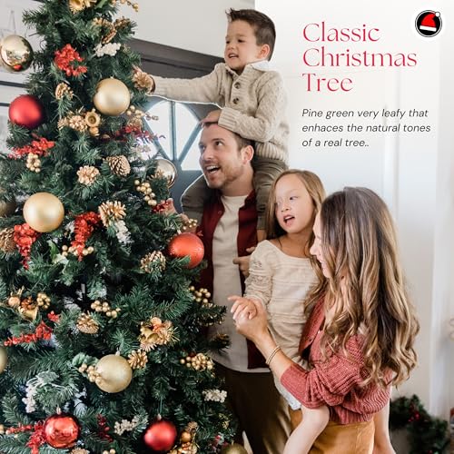 El Santa 4.92 ft Artificial Christmas Tree - Green with 12in Variation, Easy Setup