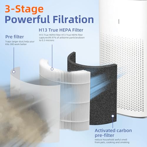 Pulluty 12010 HEPA Replacement Filter for Clorox Large Room Air Purifier 11010 & 11011 - 3-in-1 H13 True HEPA & Activated Carbon, 2 Pack