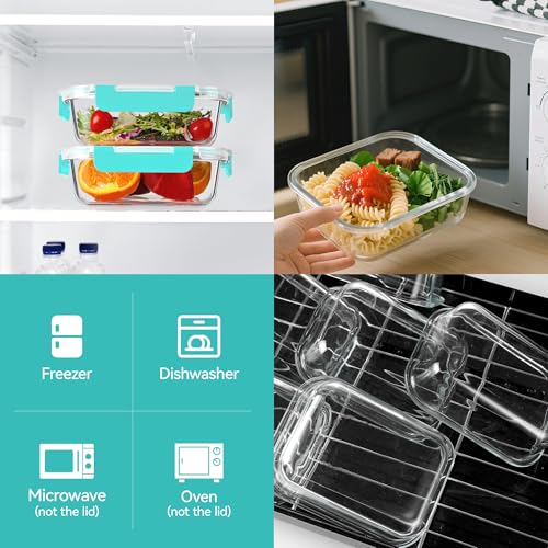 Glass Meal Prep Containers 10 Pack - Airtight BPA-Free Food Storage, 22 oz