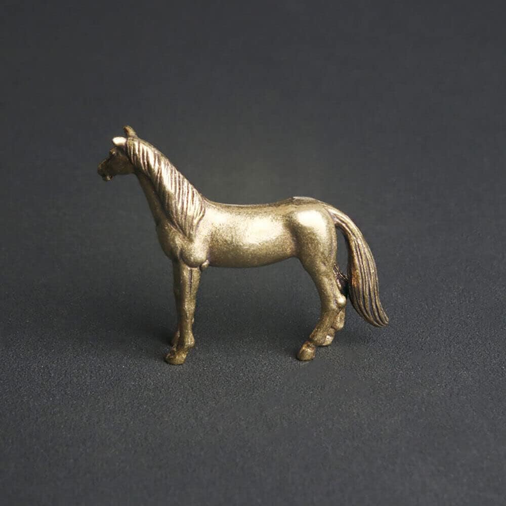 TEAMWILL Brass Horse Figurine - Elegant Small Statue for Home or Office Décor