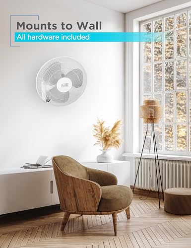 16-Inch Wall Fan with Remote Control - Oscillating, 3 Speeds, White - Variation of THIS listing