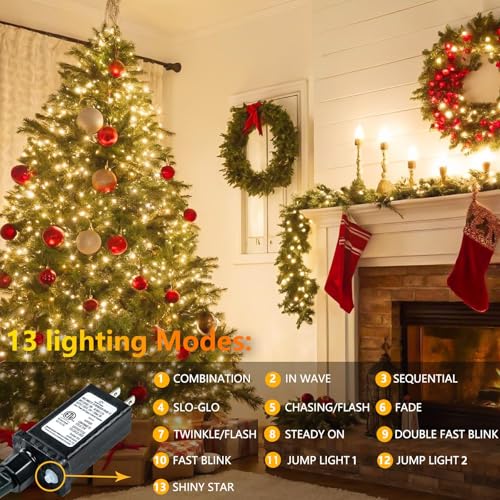 SANJICHA 66FT Warm White Connectable Outdoor Indoor Christmas String Lights - 200 LEDs