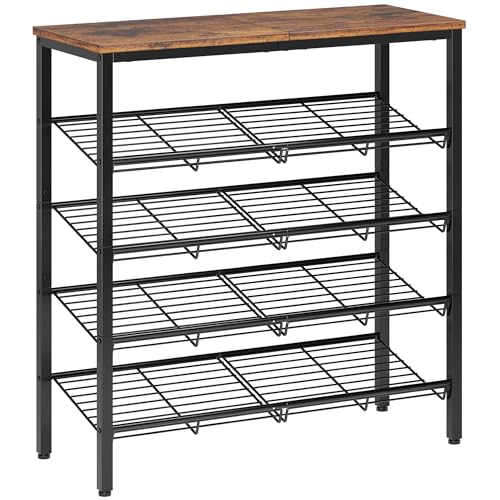 5-Tier Shoe Rack Organizer for Closet & Entryway - Rustic Brown