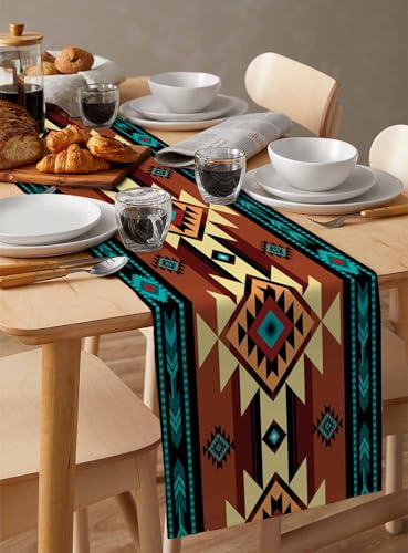 Southwestern Table Runner 60 Inches Long for Dining Table, Cotton