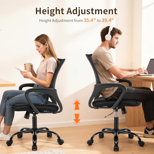 Ergonomic Mesh Office Chair Black - Adjustable Computer Desk Chair, Supports Up to 250 lbs