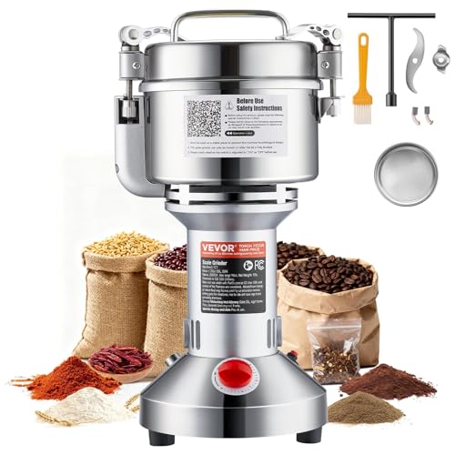 VEVOR 550g Commercial Electric Grain Mill Grinder 2000W Stainless Steel Spice Pulverizer