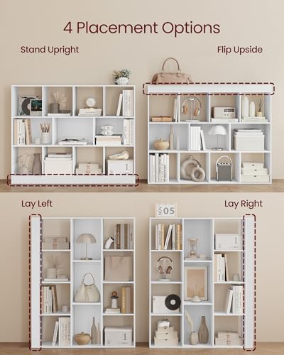 11 Cubes Storage Organizer Bookshelf - Cloud White, 49.6 x 9.4 x 39.4 Inches
