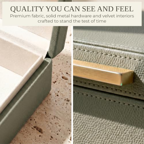 Sage Decorative Storage Boxes with Lids Set of 2 - PU Leather Organizer Bins