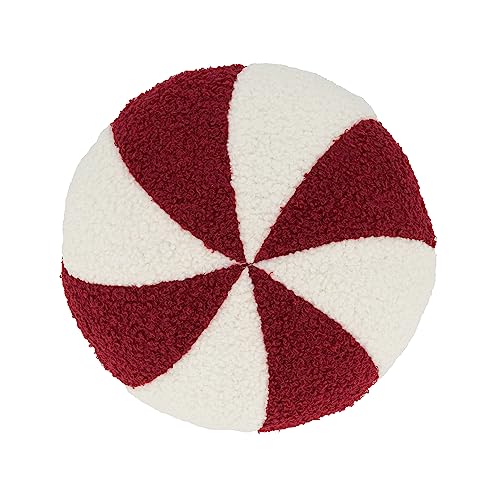 Minty Delight Peppermint Candy Throw Pillow 16" Red/White Reversible Decor