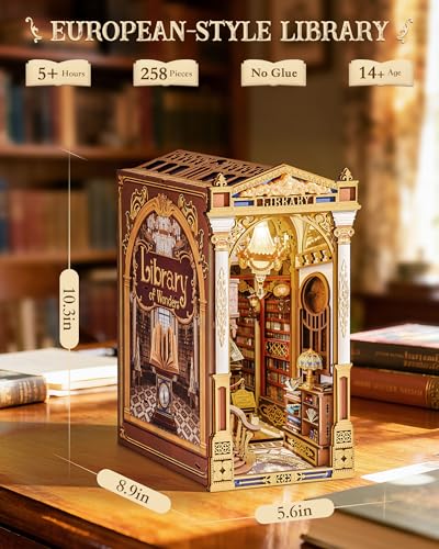 Rolife Library of Wonders Book Nook Kit - Baroque Style 3D Wooden Puzzle for Adults
